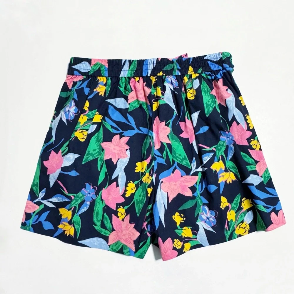 J. Crew Tie Waist Tropical Floral Poplin Shorts